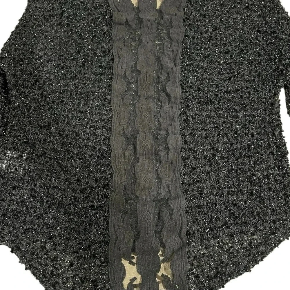 Cowgirl Up Black Silver Sparkle Long Sleeve Party Glam Sweater Size small - Picture 2 of 5